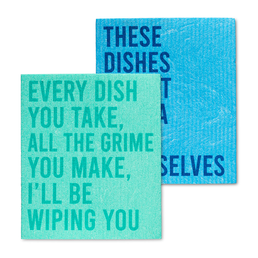 Picture of Abbott Collections AB-84-ASD-AB-66 6.5 x 8 in. Funny Text Dishcloths&#44; Blue & Turquoise - Set of 2