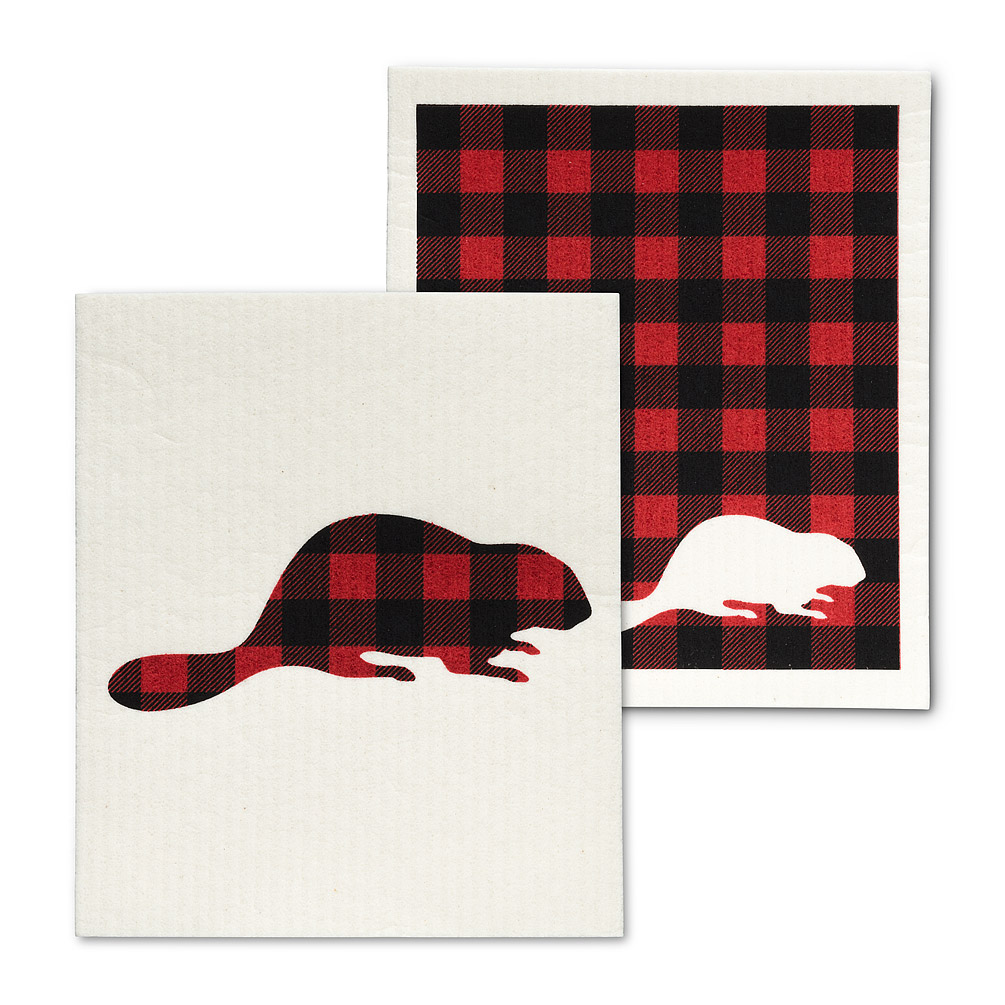 Picture of Abbott Collections AB-84-ASD-AB-75 6.5 x 8 in. Buffalo Check Beaver Dishcloths&#44; Red & Black - Set of 2