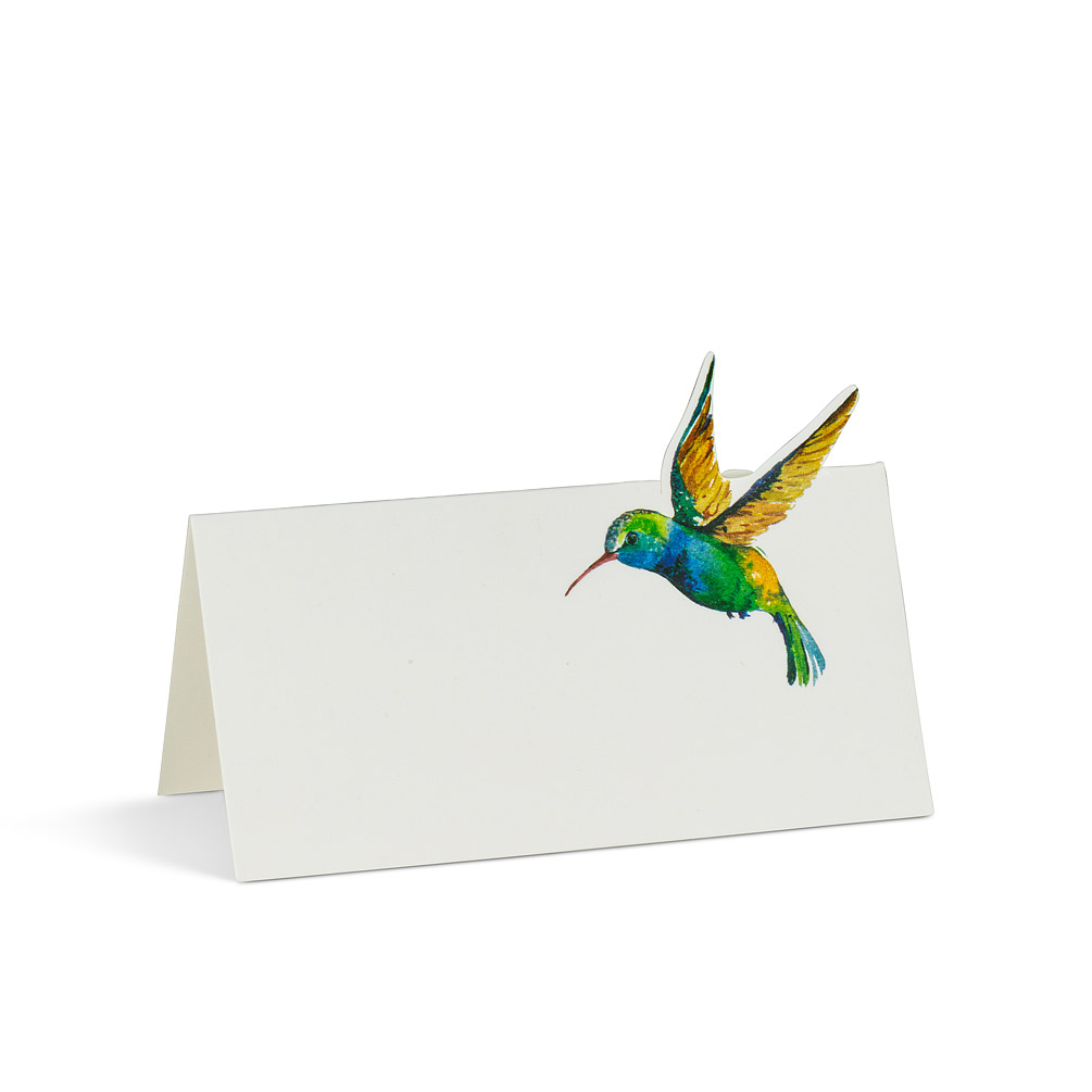 Picture of Abbott Collections AB-27-FOLD-HUM 1.5 x 3 in. Hummingbird Folded Place Cards&#44; White - Set of 12