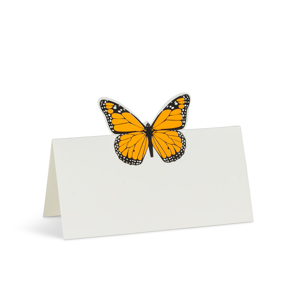 Picture of Abbott Collections AB-27-FOLD-MONARCH 1.5 x 3 in. Monarch Butterfly Folded Place Cards&#44; White - Set of 12
