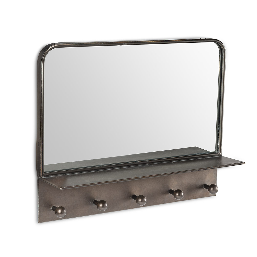Picture of Abbott Collections AB-27-BELVEDERE-662 23.5 x 19 in. Rectangle Mirror with 5 Hooks&#44; Silver & Black