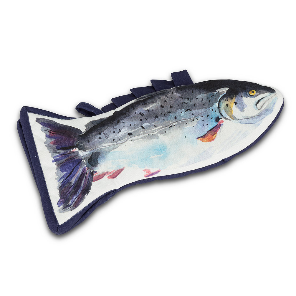 Picture of Abbott Collections AB-56-SM-FISH 15 in. Fish Shaped Oven Mitt&#44; White & Navy