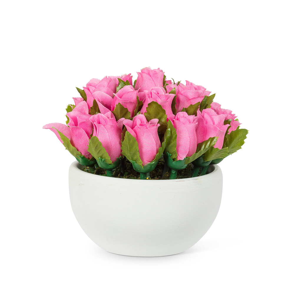 Picture of Abbott Collections AB-27-BLOOM-06-PNK 4.5 in. Pink Rose Heads in Bowl Artificial Flower