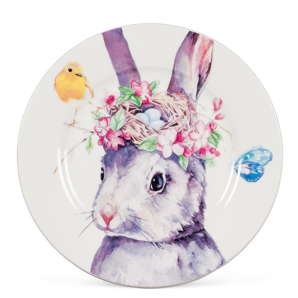 Picture of Abbott Collections AB-27-FAUNA-RABBIT-CKPL 7.5 in. Rabbit with Nest Plate&#44; Multi Color - Set of 4