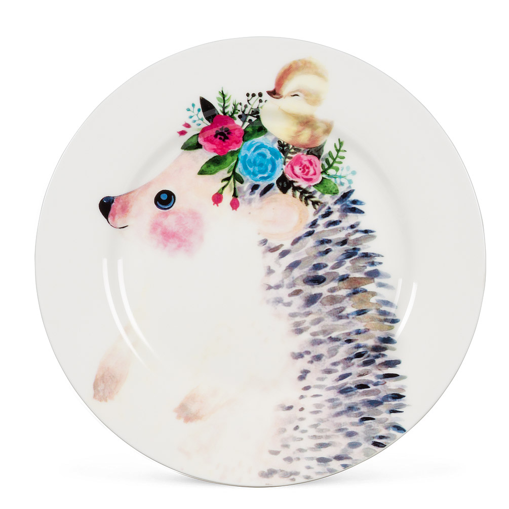 Picture of Abbott Collections AB-27-FAUNA-HEDGE-CKPL 7.5 in. Hedgehog with Nest Plate&#44; Multi Color - Set of 4