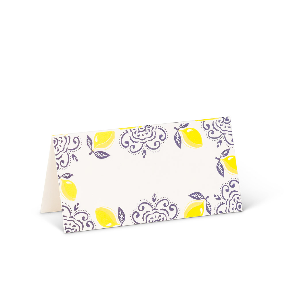 Picture of Abbott Collections AB-27-FOLD-SORRENTO 1.5 x 3 in. Lemons 12 Pieces Print Folded Place Cards&#44; White & Yellow