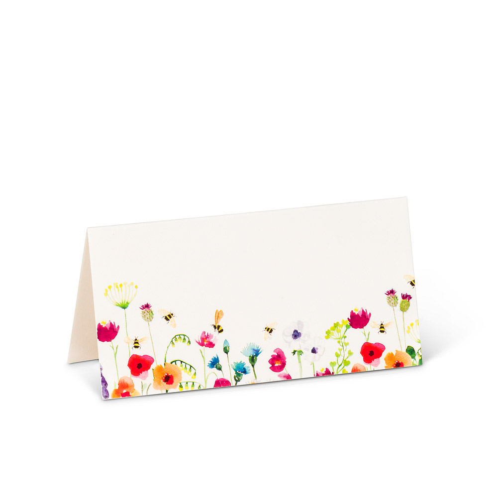 Picture of Abbott Collections AB-27-FOLD-GARDEN 1.5 x 3 in. Bee Garden 12 Pieces Folded Place Cards&#44; White & Multi Color