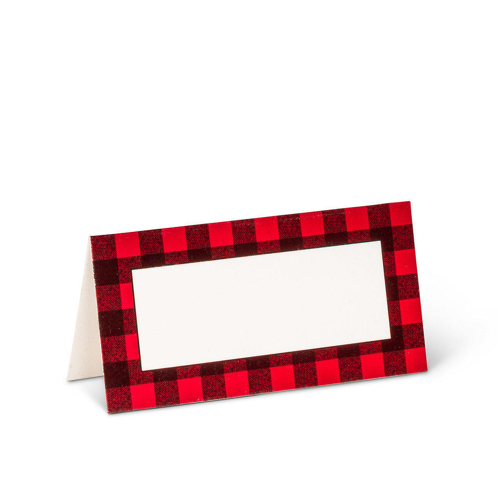 Picture of Abbott Collections AB-27-FOLD-CHECK 1.5 x 3 in. Buffalo Check 12 Pieces Folded Place Cards&#44; Red & Black
