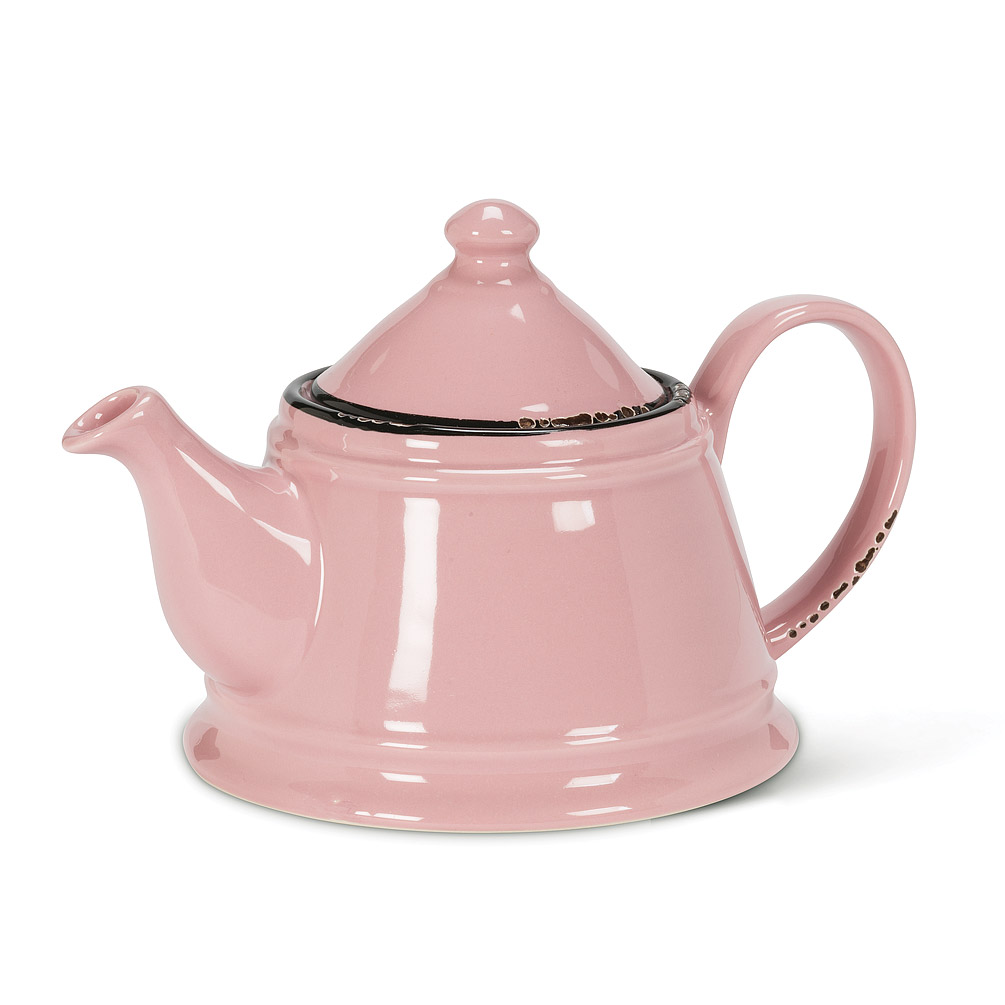 Picture of Abbott Collections AB-27-ENAMEL-POT-PNK Enamel Look Teapot, Pink