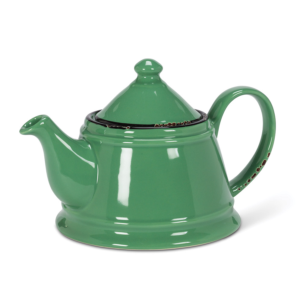 Picture of Abbott Collections AB-27-ENAMEL-POT-FOREST Enamel Look Teapot, Forest Green