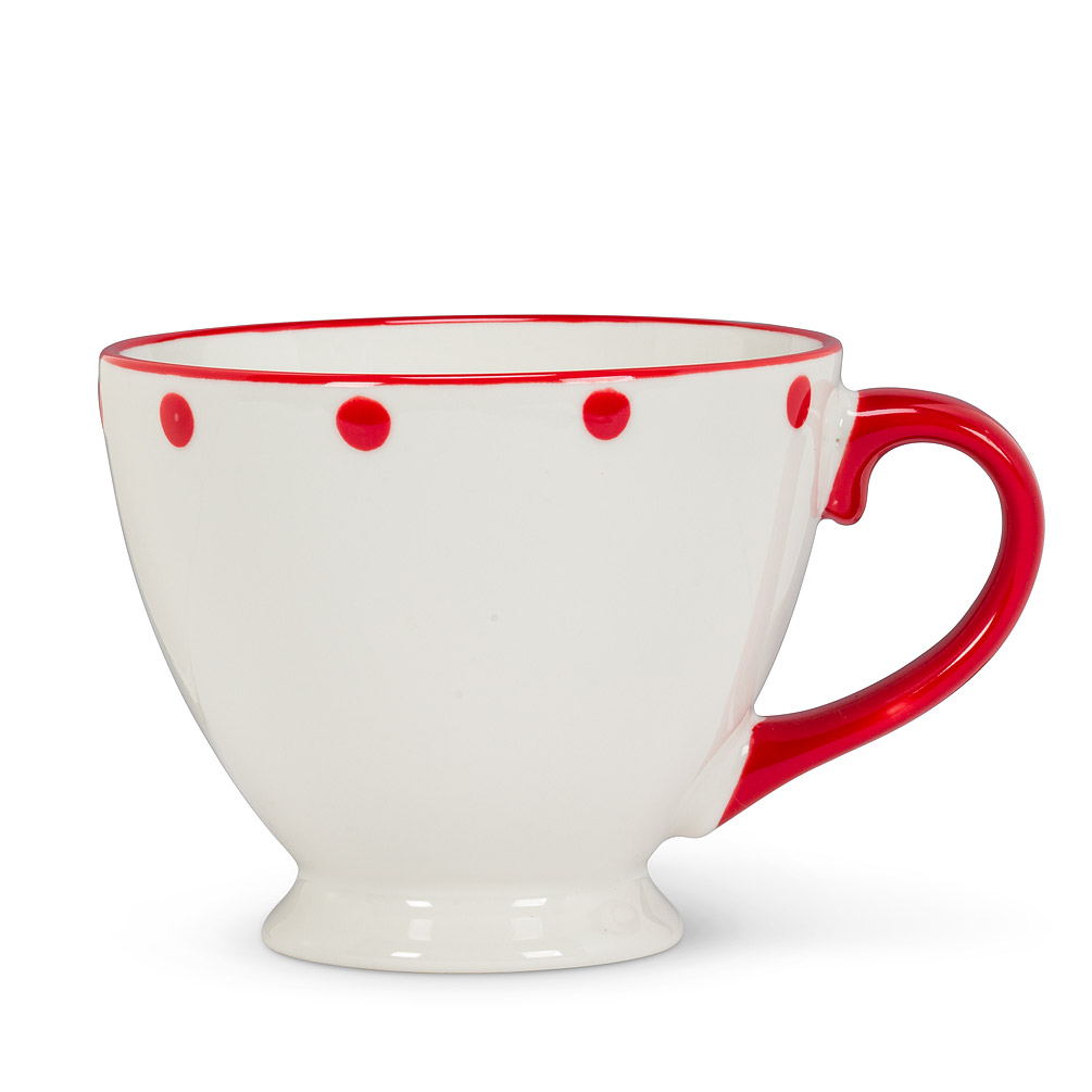 Picture of Abbott Collections AB-27-ALICE-CUP-RED White Pedestal with Red Dots & Handle Cup