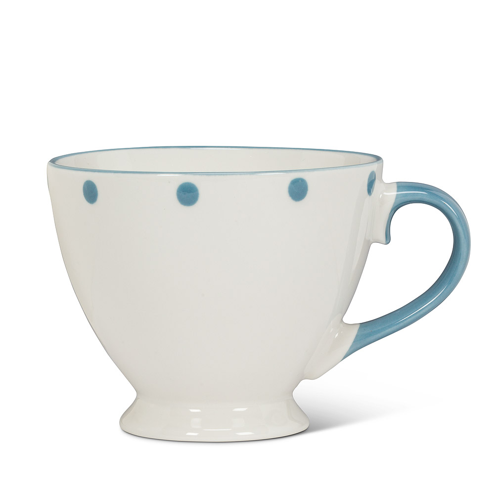 Picture of Abbott Collections AB-27-ALICE-CUP-BLU White Pedestal with Blue Dots & Handle Cup