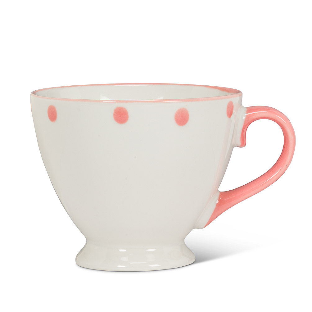 Picture of Abbott Collections AB-27-ALICE-CUP-PNK White Pedestal with Pink Dots & Handle Cup