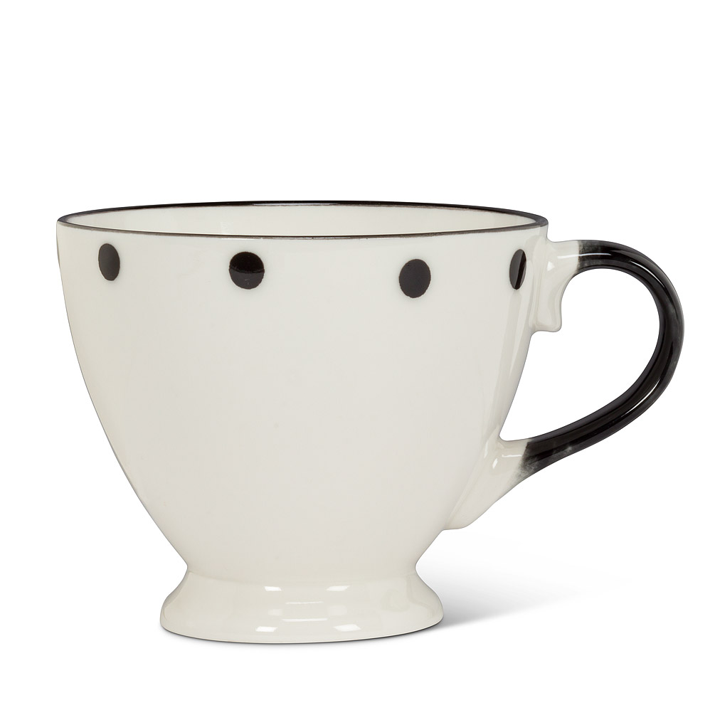 Picture of Abbott Collections AB-27-ALICE-CUP-BLK White Pedestal with Black Dots & Handle Cup