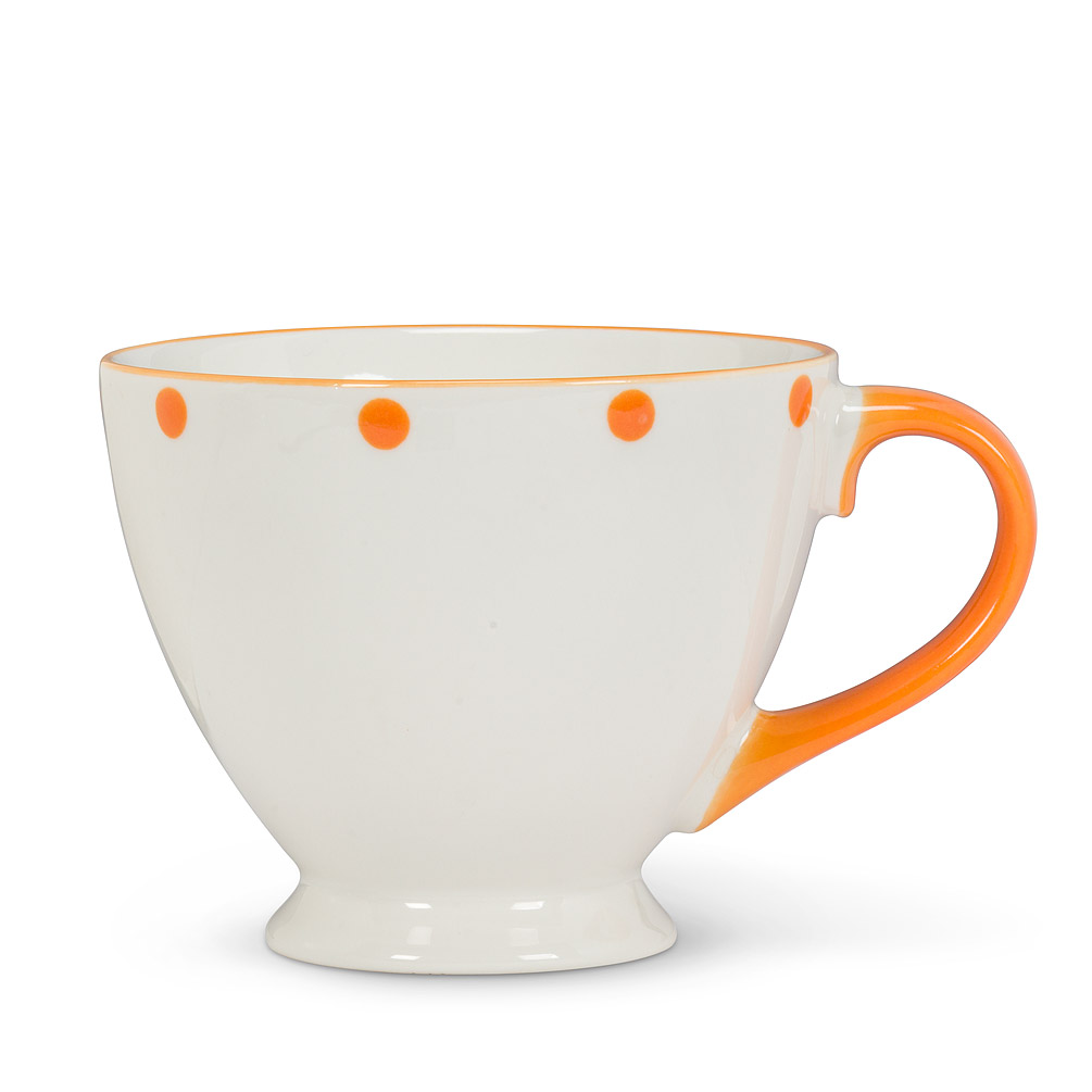 Picture of Abbott Collections AB-27-ALICE-CUP-MEL White Pedestal with Orange Melon Dots & Handle Cup