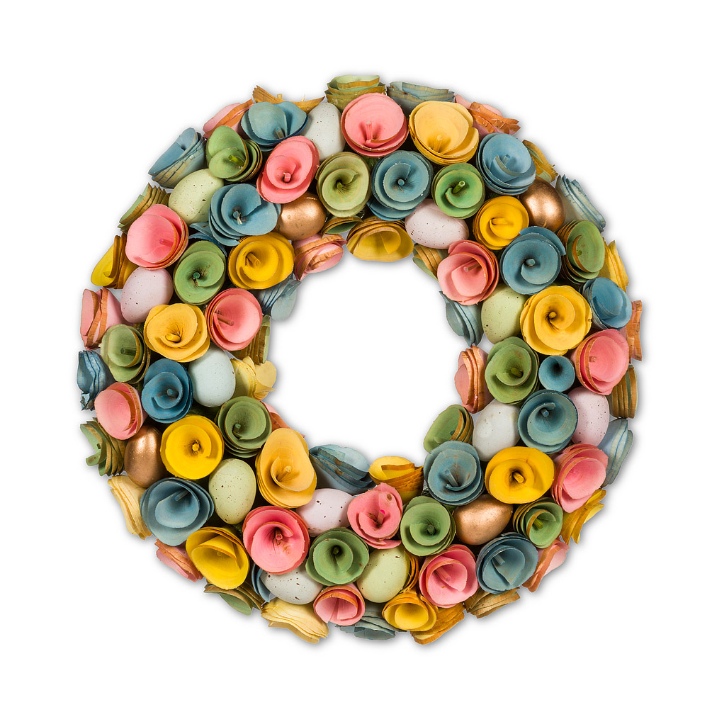 Picture of Abbott Collections AB-27-EGGHUNT-110 13 in. Pastel Eggs & Flowers Wreath&#44; Multi Color & Natural