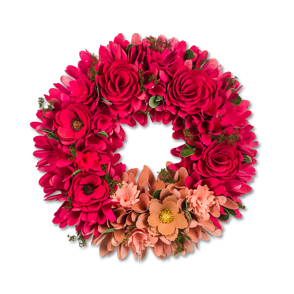 Picture of Abbott Collections AB-27-OMBRE-005 13 in. Ombre Round Red to Pink Floral Wreath&#44; Pink