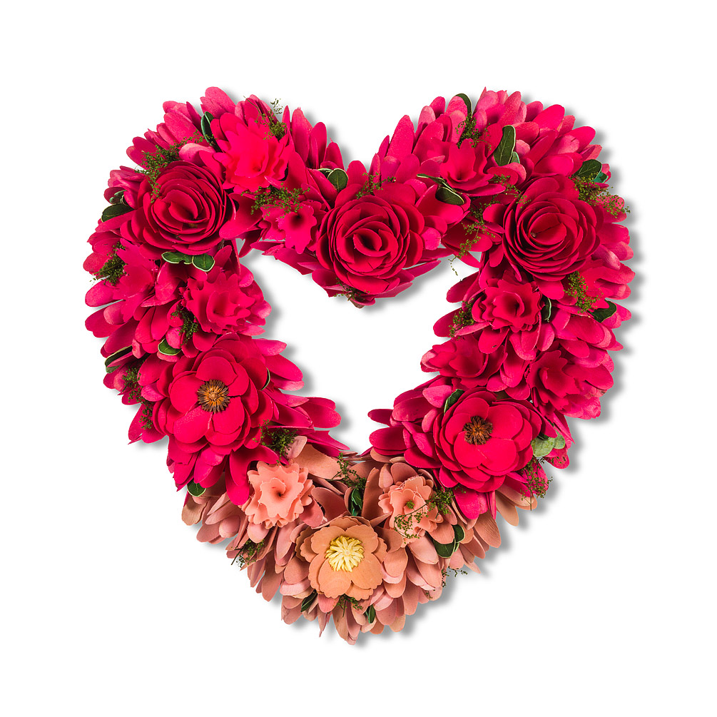 Picture of Abbott Collections AB-27-OMBRE-006 13 in. Ombre Red to Pink Heart Shaped Floral Wreath&#44; Pink