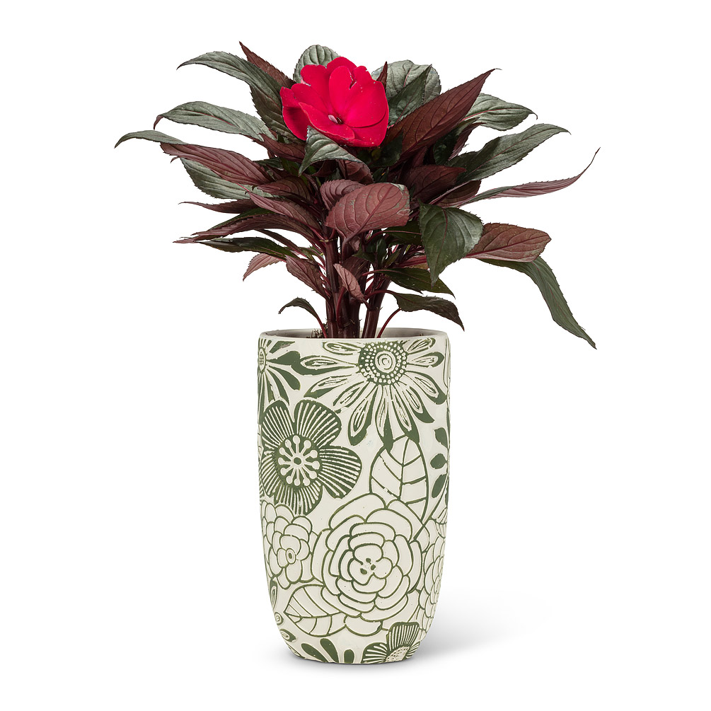 Picture of Abbott Collections AB-27-BERKELEY-562-SM 8 in. Hippie Flower Vase&#44; Ivory & Green - Small