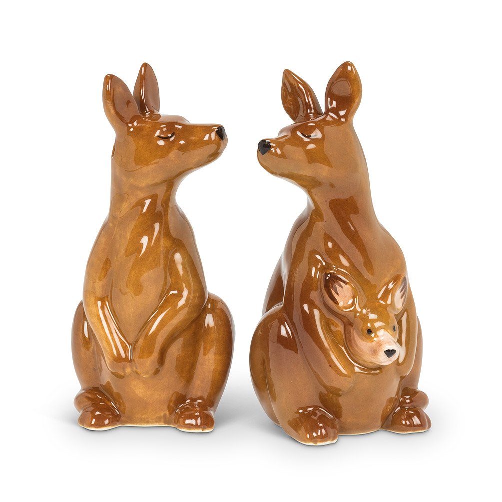 Picture of Abbott Collections AB-27-KITSCH-102 3.5 in. Kangaroo Couple Salt & Pepper&#44; Brown