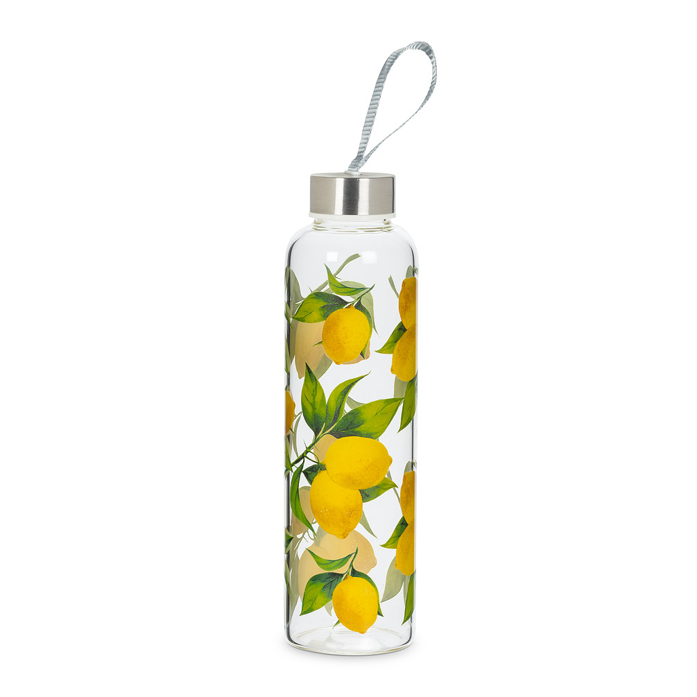 Picture of Abbott Collections AB-27-AMALFI-BTL 9 in. Lemon Print with Strap & Cap Travel Bottle&#44; Clear & Yellow