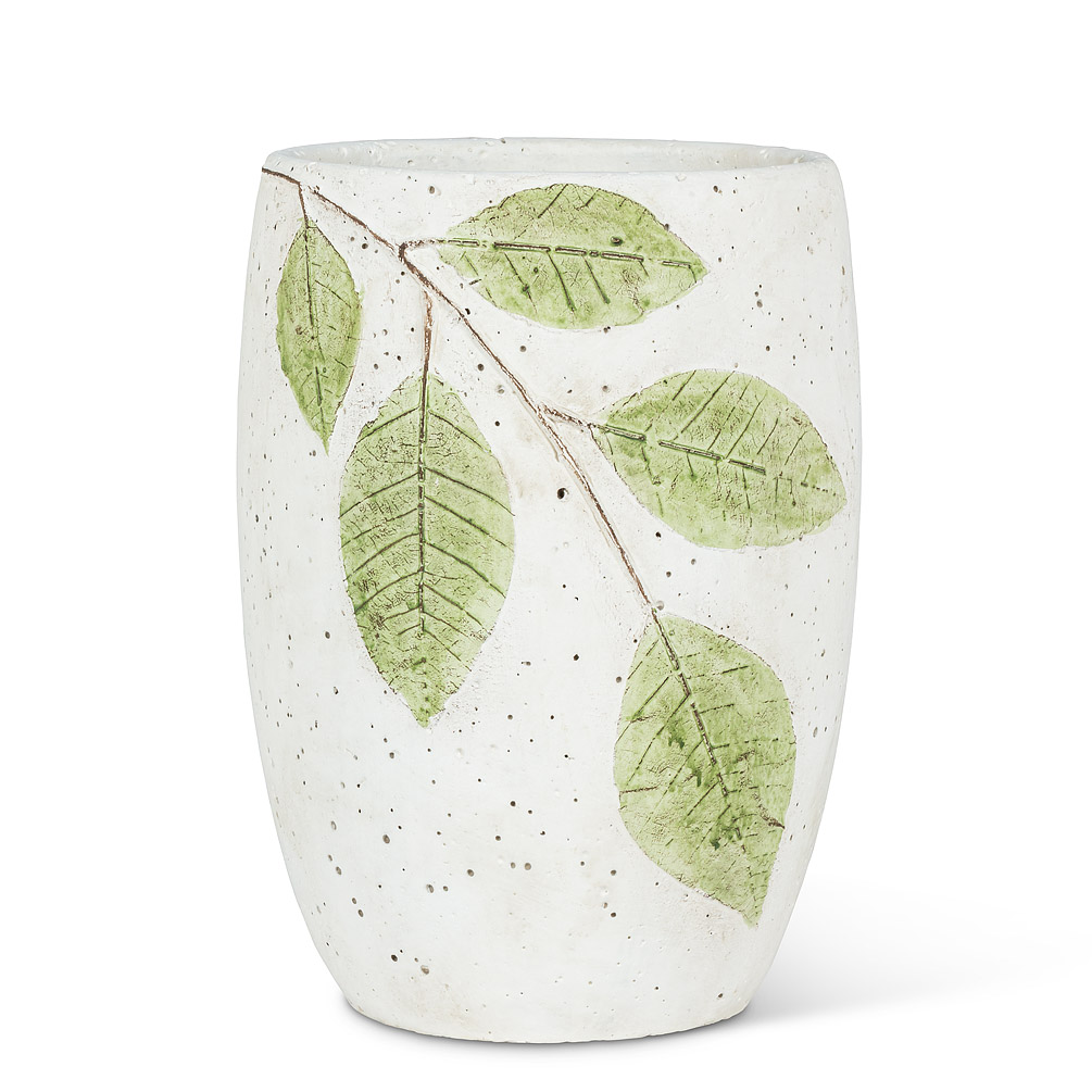 Picture of Abbott Collections AB-27-LINDEN-980 5.5 in. Tall Leaf Vase & Cooler&#44; White & Green
