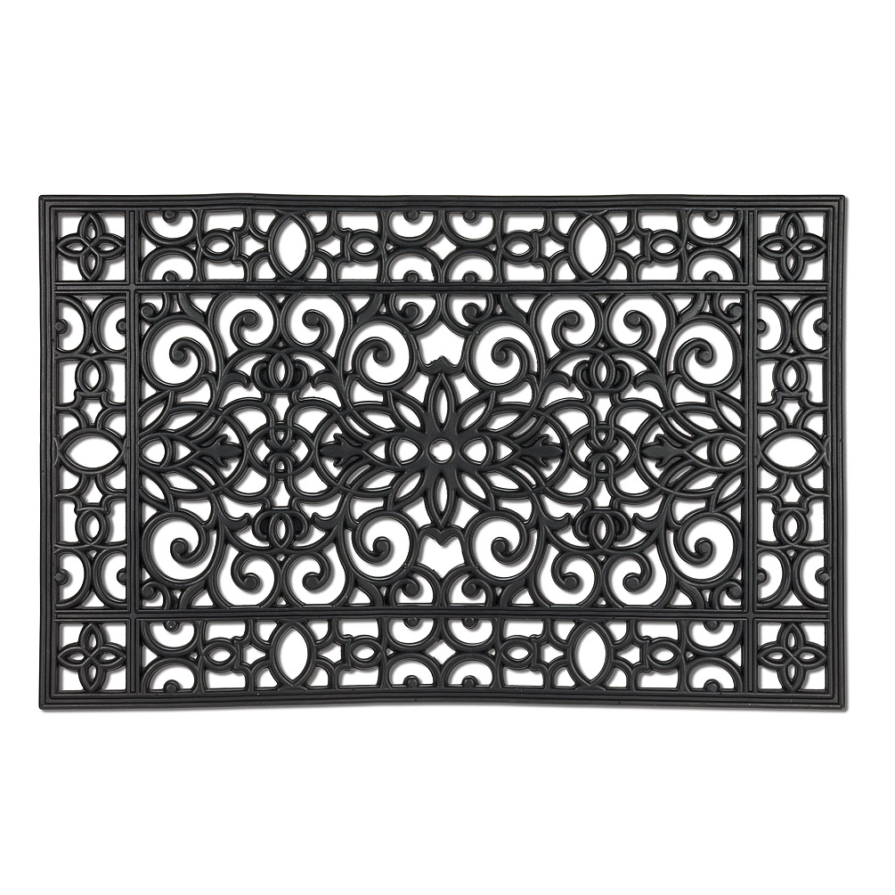 Picture of Abbott Collections AB-35-RUBBER-6691 23 x 36 in. Intricate Scroll Doormat&#44; Black