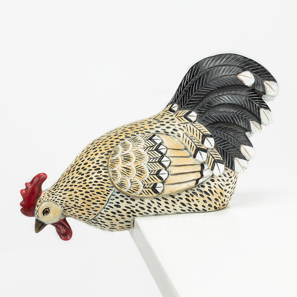Picture of Abbott Collections AB-27-GALLO-550 12 in. Peering Rooster Statue&#44; Beige & Black