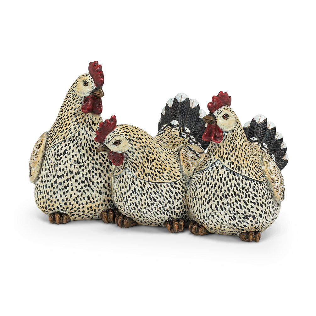 Picture of Abbott Collections AB-27-GALLO-410 11 in. Rooster Trio Statue&#44; Beige & Black