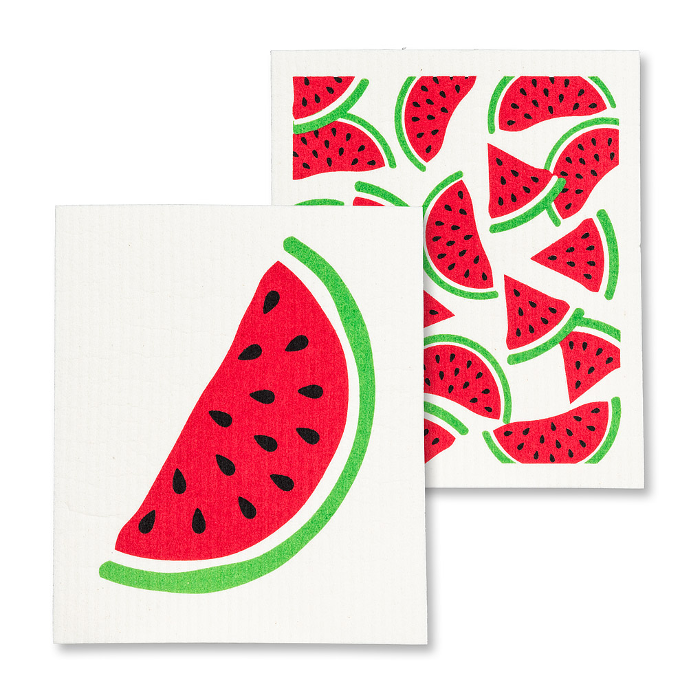 Picture of Abbott Collections AB-84-ASD-AB-80 6.5 x 8 in. Watermelon Dishcloths&#44; Ivory & Red - Set of 2