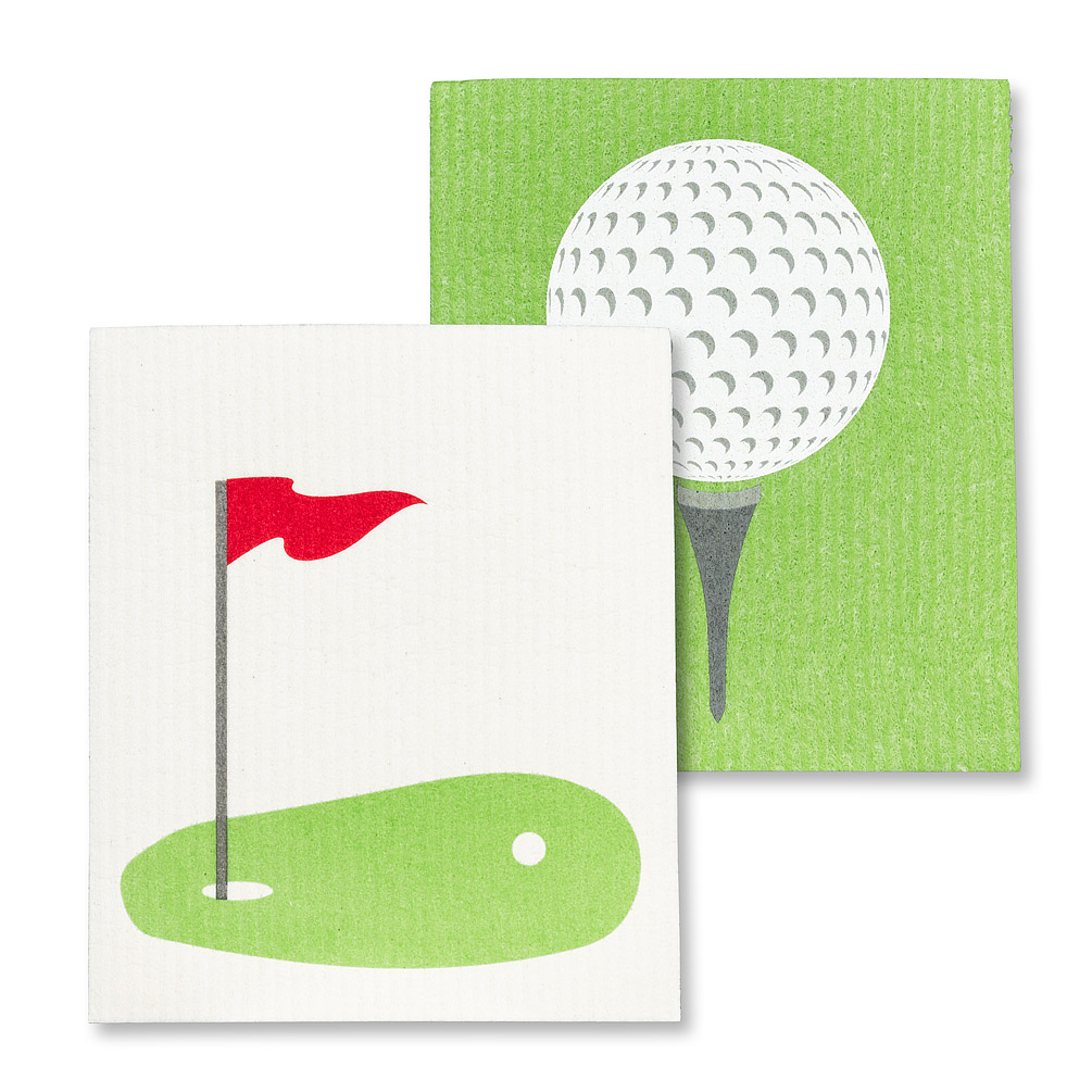 Picture of Abbott Collections AB-84-ASD-AB-81 6.5 x 8 in. Golf Ball & Green Dishcloths&#44; Ivory & Green - Set of 2