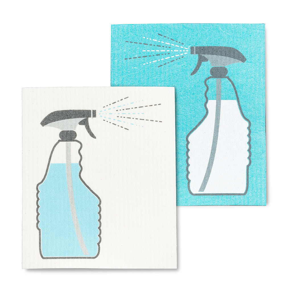 Picture of Abbott Collections AB-84-ASD-AB-84 6.5 x 8 in. Spray Bottle Dishcloths&#44; Ivory & Turquoise - Set of 2