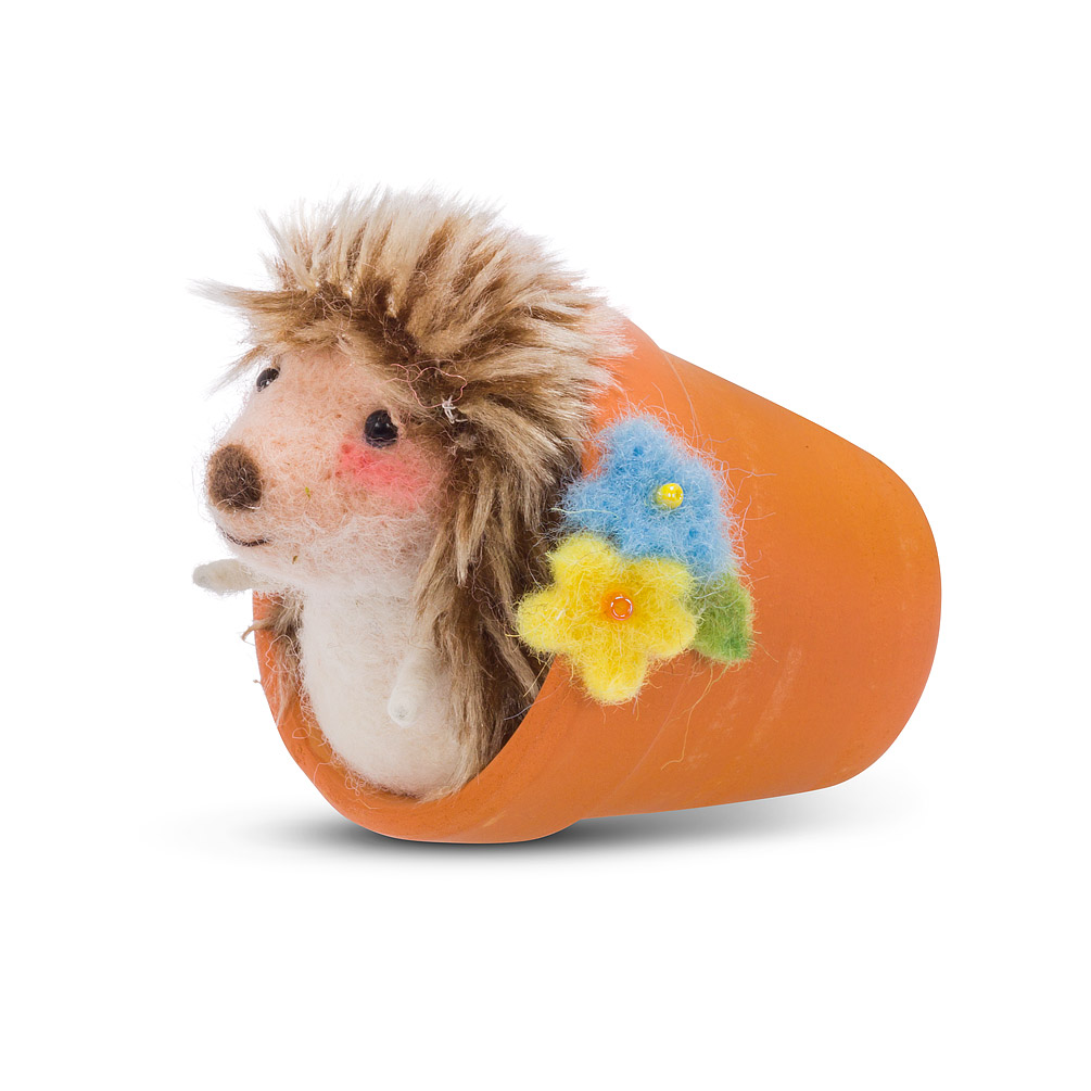 Picture of Abbott Collections AB-27-MERINO-483 Hedgehog In Garden Pot Decoration
