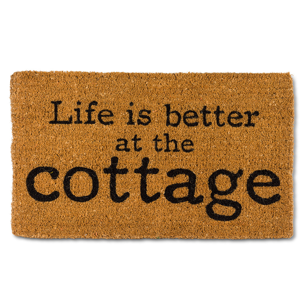 Picture of Abbott Collections AB-35-FWD-GE-110 18 x 30 in. Life is Better at the Cottage Doormat&#44; Natural & Black