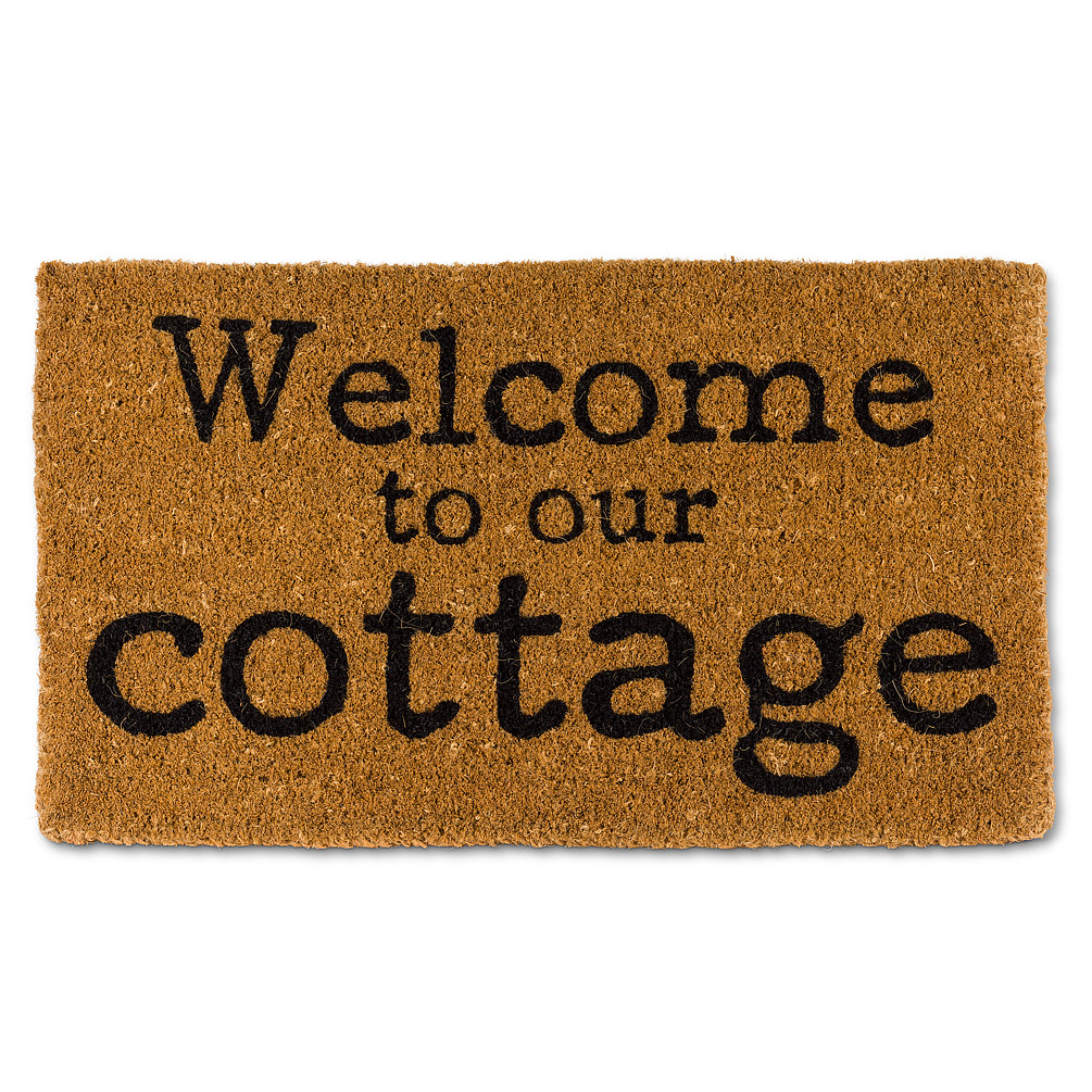 Picture of Abbott Collections AB-35-FWD-GE-112 18 x 30 in. Welcome to the Cottage Doormat&#44; Natural & Black
