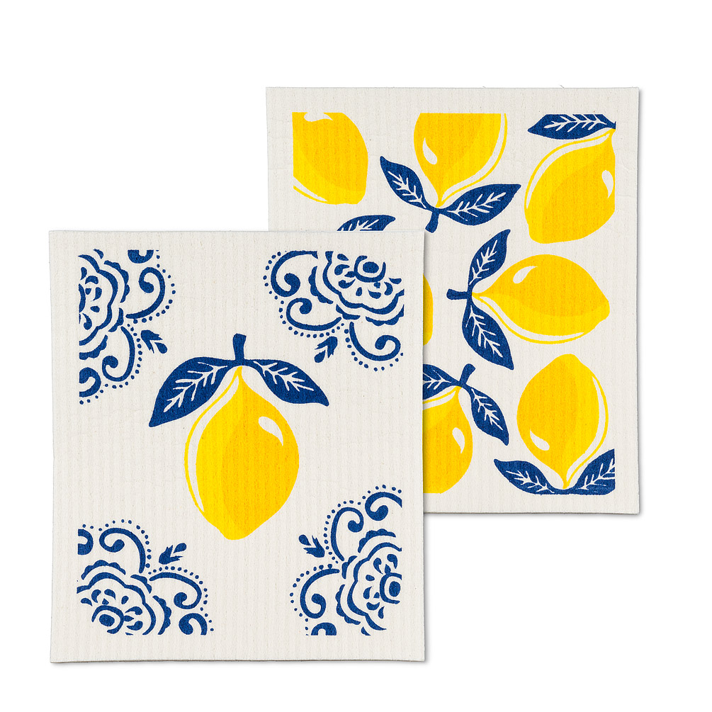Picture of Abbott Collections AB-84-ASD-SORRENTO Sorrento Lemon Dishcloths&#44; Ivory & Yellow - Set of 2