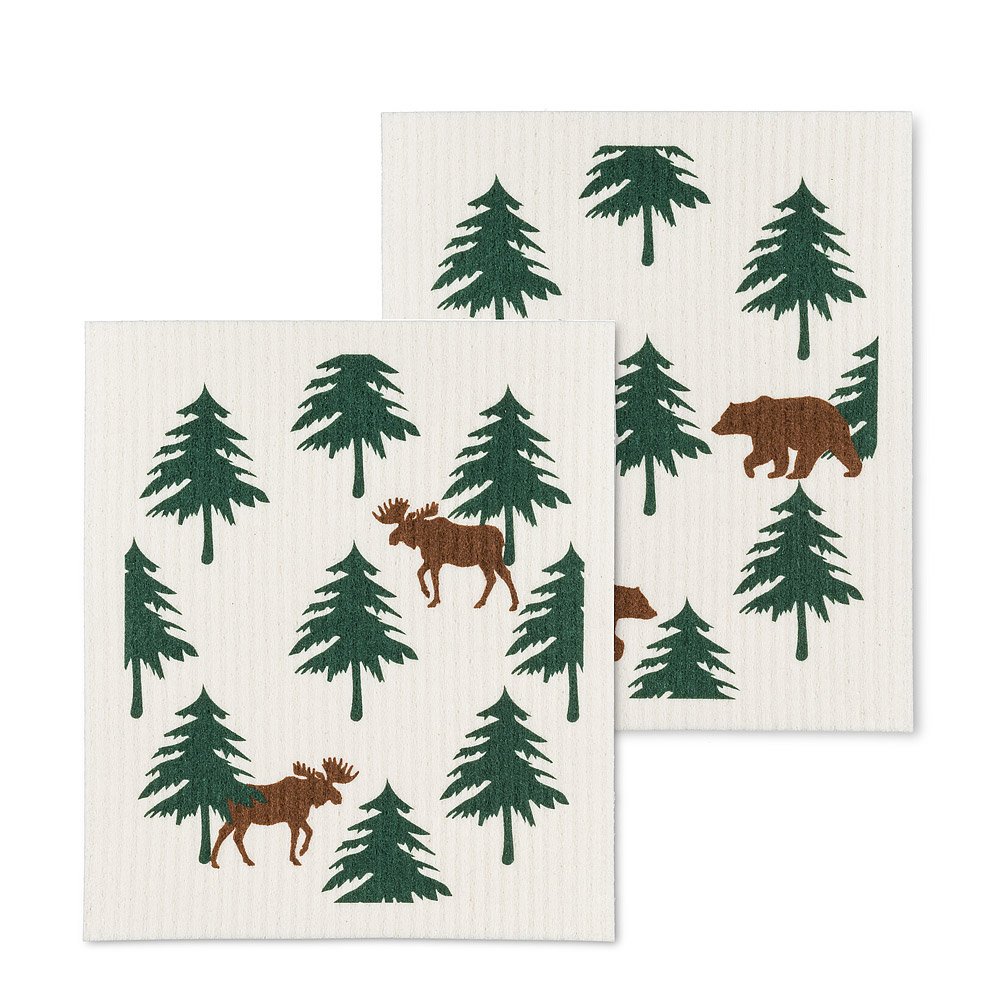 Picture of Abbott Collections AB-84-ASD-AB-141 Moose & Bear Dishcloths&#44; Ivory & Brown - Set of 2