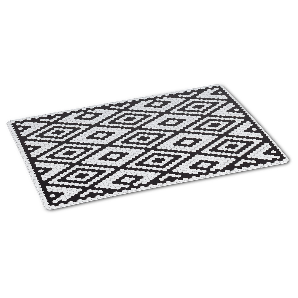 Picture of Abbott Collections AB-27-TABLEMAT-BISTRO-03 13 x 18 in. Diamond Hexagon Tile Placemats&#44; White & Black - Set of 4