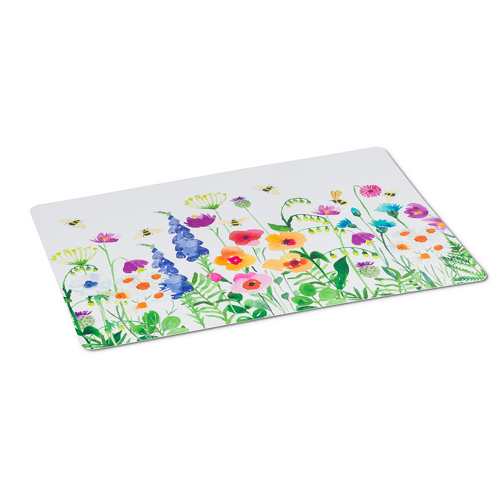 Picture of Abbott Collections AB-27-TABLEMAT-GARDEN 13 x 18 in. Bee Garden Placemats&#44; White & Multi Color - Set of 4