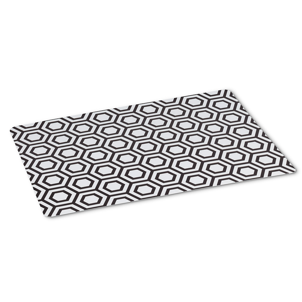 Picture of Abbott Collections AB-27-TABLEMAT-BISTRO-01 13 x 18 in. Hexagon Tile Placemats&#44; White & Black - Set of 4