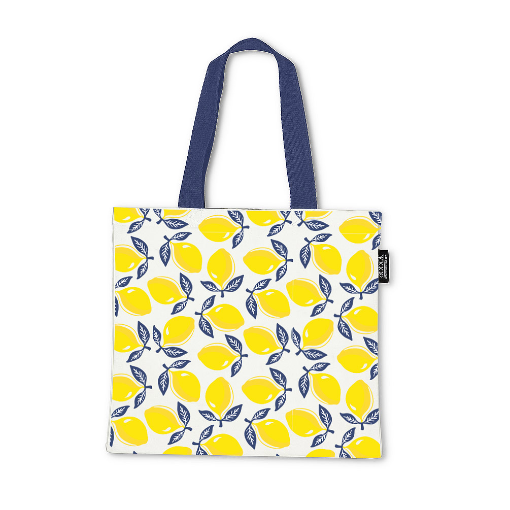 Picture of Abbott Collections AB-56-TB-SORRENTO 15 x 16 in. Lemon Print Tote Bag&#44; White & Yellow