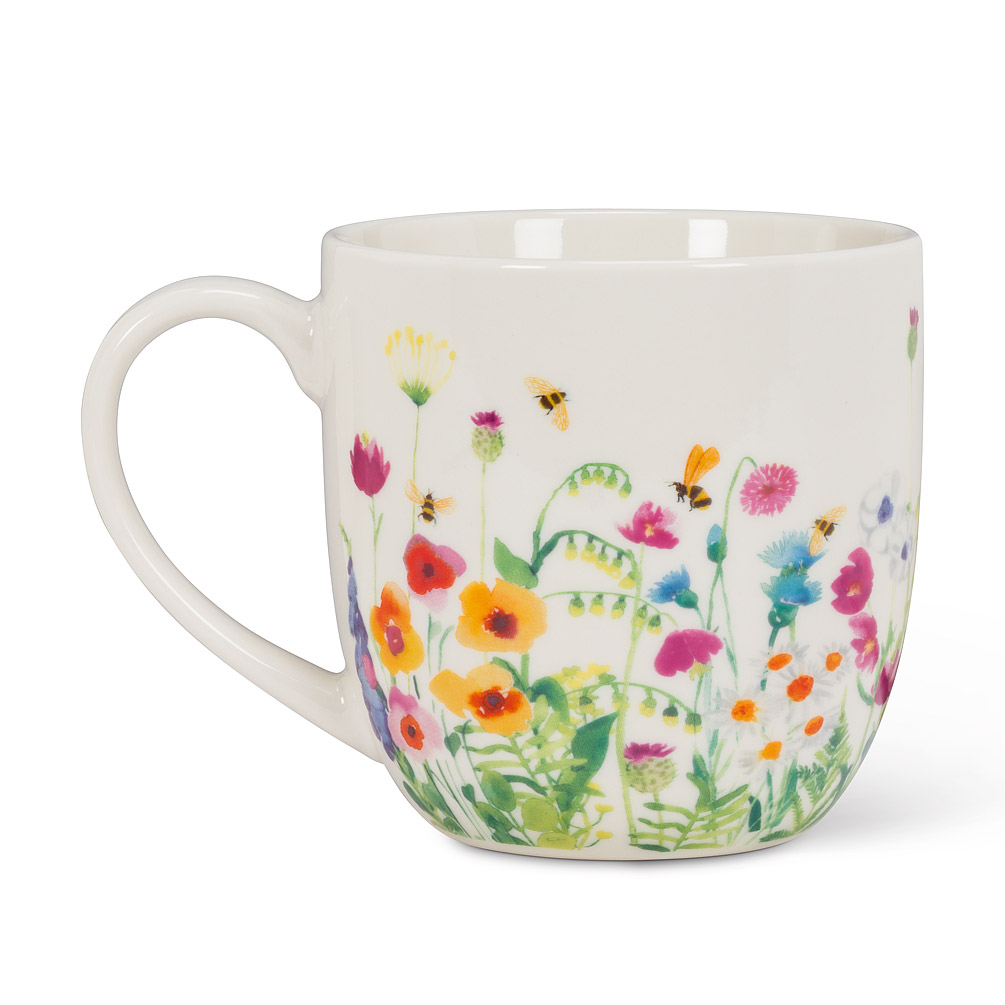 Picture of Abbott Collections AB-27-GARDEN-MUG 4 in. Bees in The Garden Mug&#44; White & Multi Color