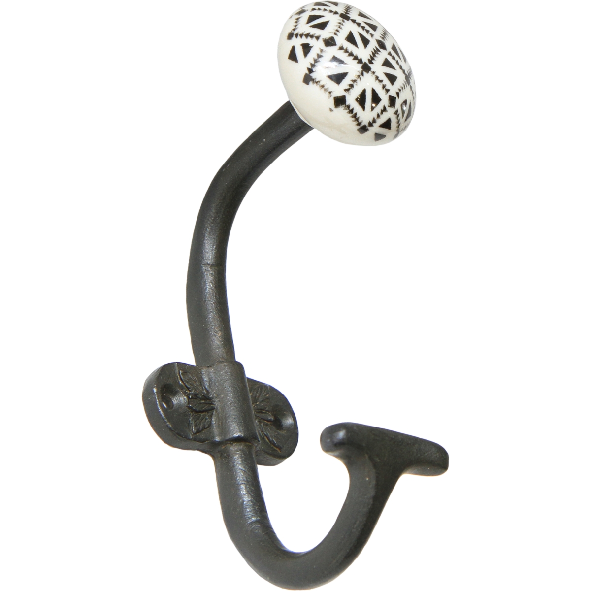 FP-EST-027 Cast Iron with Pewter Black & White Pattern Knob Wall Hook