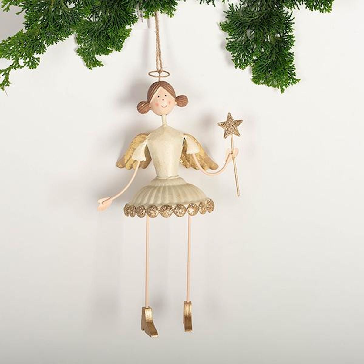 FP-HUS-320 Metal Angel Holding A Star Wand Ornament