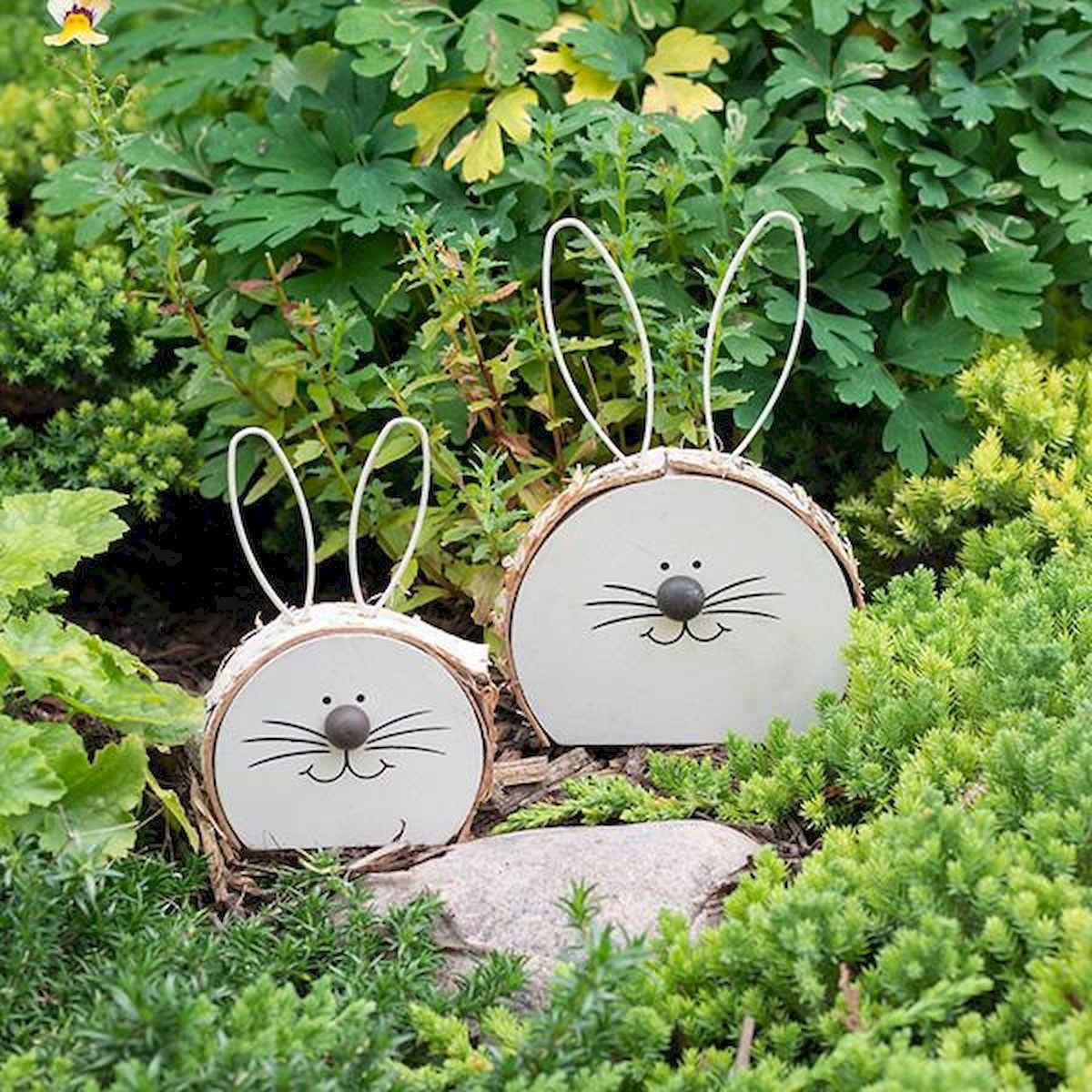 FP-HUS-322 Wooden Rabbits Decorations - Set of 2