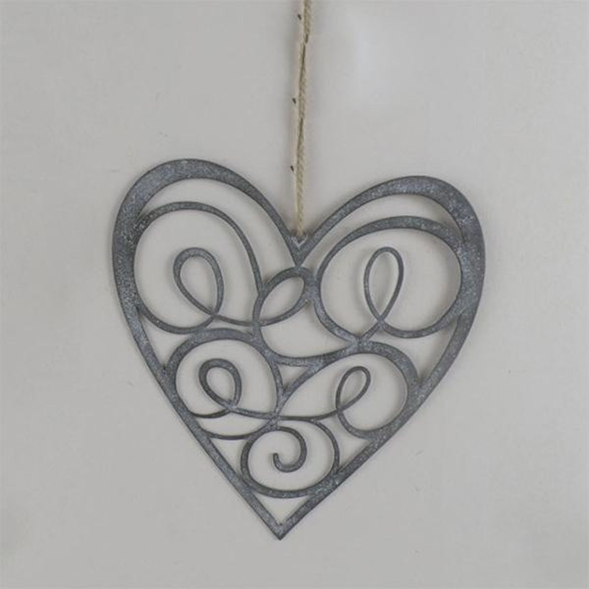 Gray Metal Decorative Hanging Heart Ornament