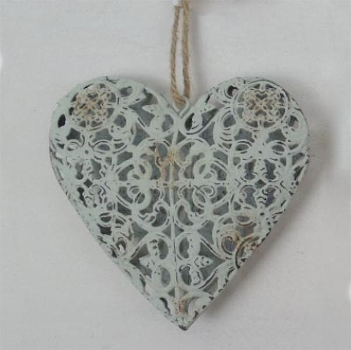 Antique Blue Metal Heart Ornament
