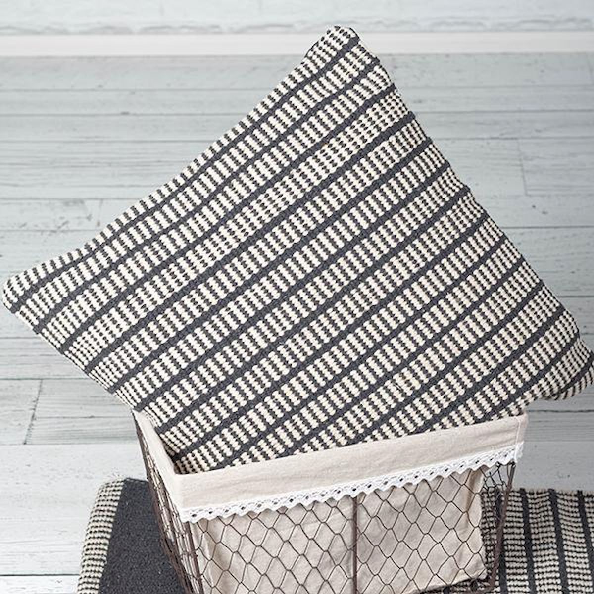 FP-IMT-077-CL Black & White Textured Pattern Cushion Cover