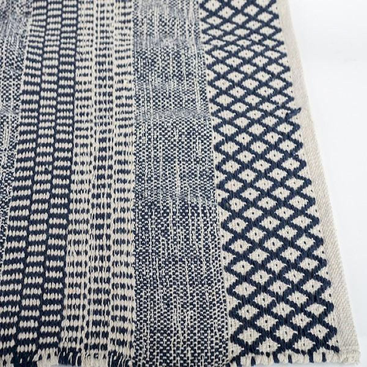Blue & White Woven Cotton Rug
