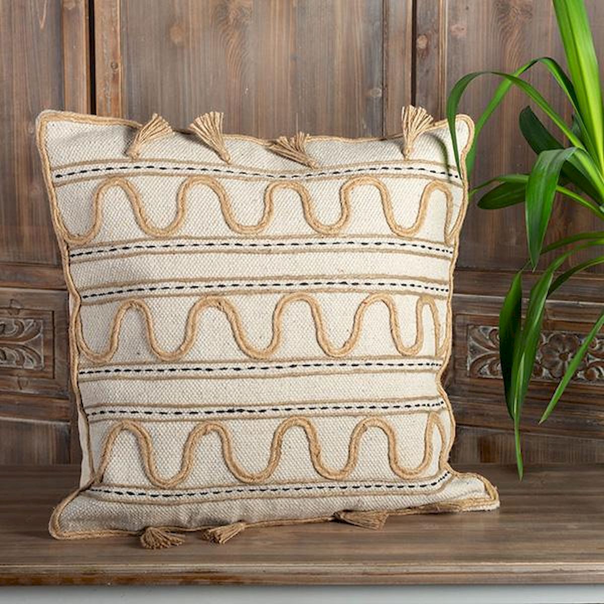 Cotton with Jute Rope Decoration Cushion Cover